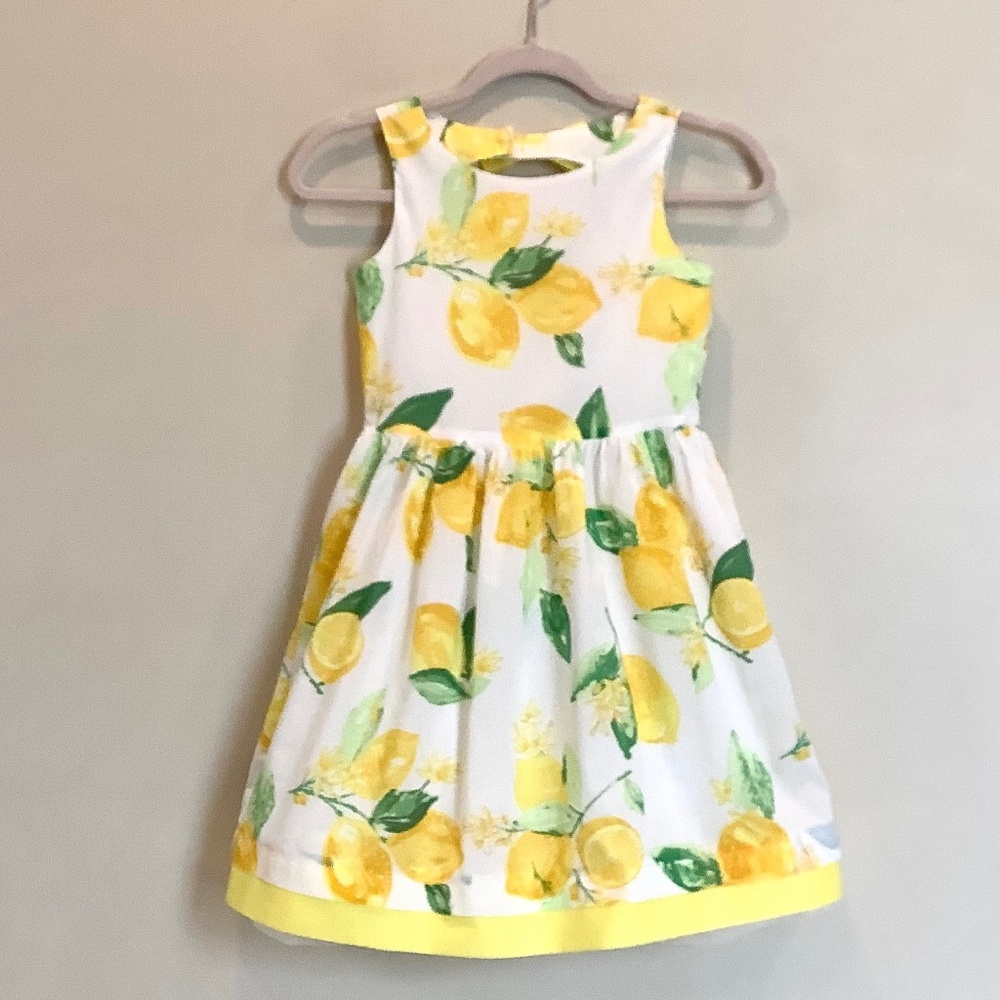 Girl’s lemon print party dress